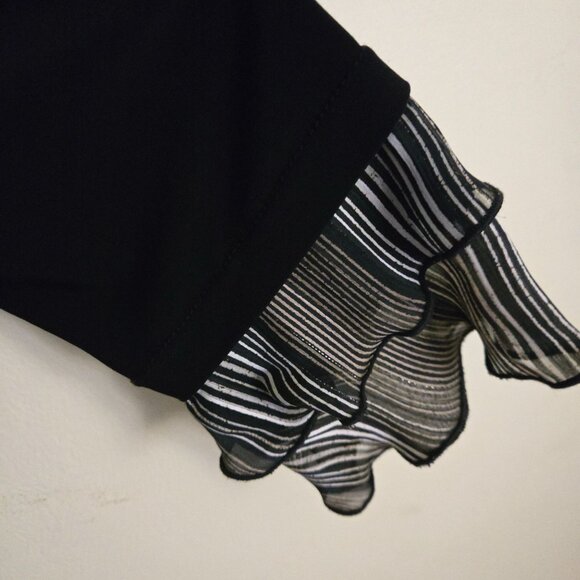 Joseph Ribkoff NWT Ruffled Hem Top Black Tan Subtle Gold Size 10 - Picture 7 of 10